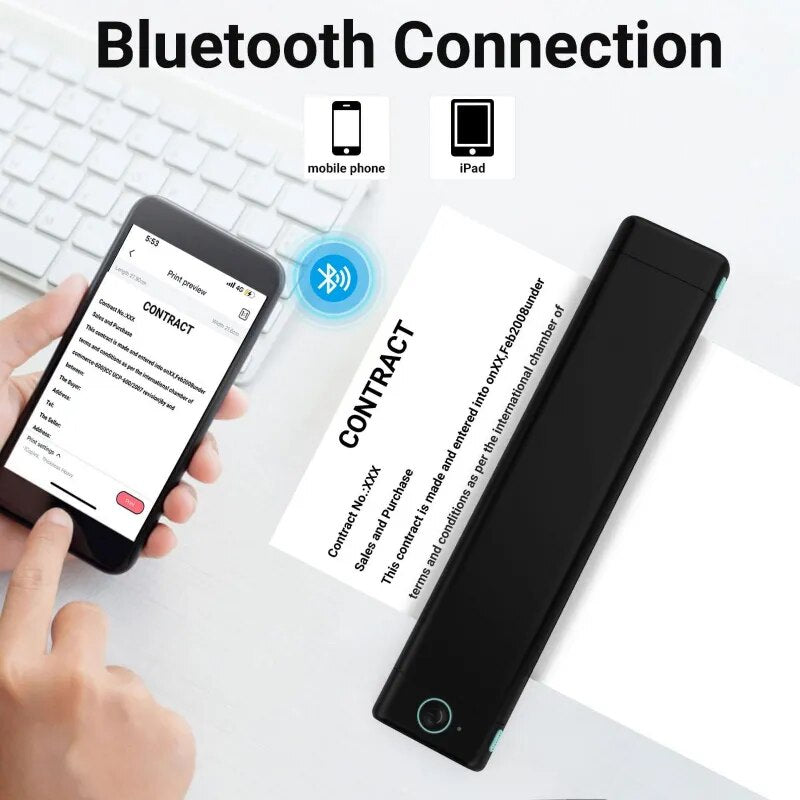  Portable Wireless Bluetooth Printer Compatible with Android & IOS 